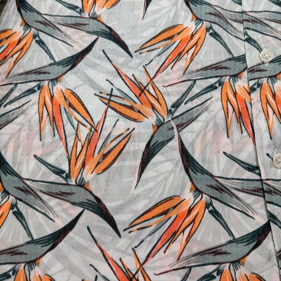 Croft & Barrown Mens Button down Short Sleeve Bird of paradise Large - Picture 2 of 6